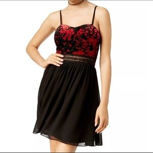 BCX Short Black Red Velvet Dress